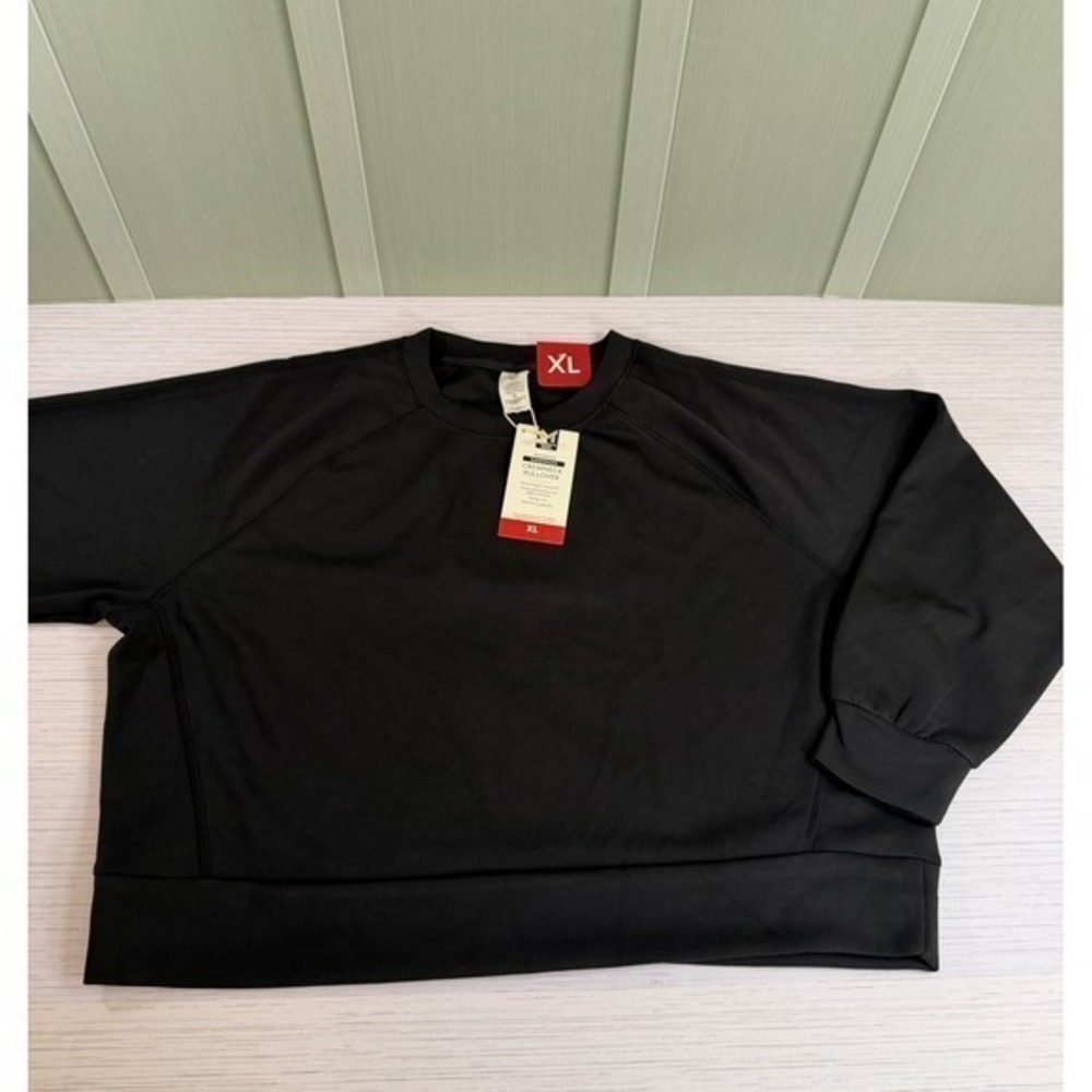 Member's Mark Womens XL Sandwash Crewneck Pullover Black Relaxed Fit